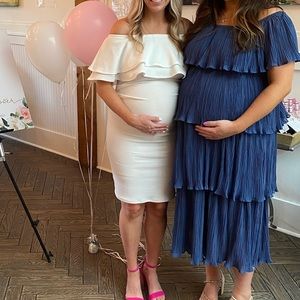 Blue Maternity ruffled Dress